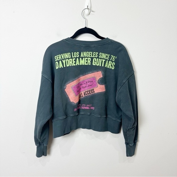 Daydreamer Tops - Daydreamer Guitar Shop Cropped Sweatshirt Gray Graphic